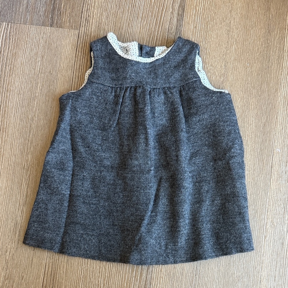 Baby girl Bonpoint wool grey babydoll dress